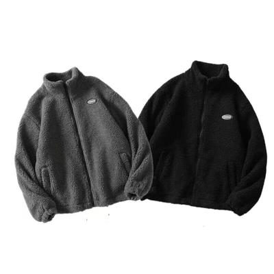 Hip Hop Winter Fleece Fluffy Jacket Streetwear Harajuku Fuzzy Zipper Coat Men Autumn Solid Color Lightweight Jackets Black Beige