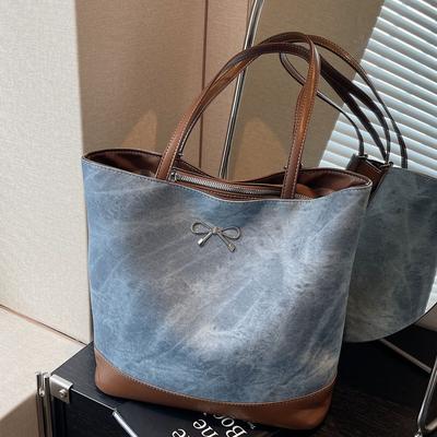 Bags Women'S Simple Casual Shoulder Bag Large Capacity Double Shoulder Popular Commuter Tote Bag