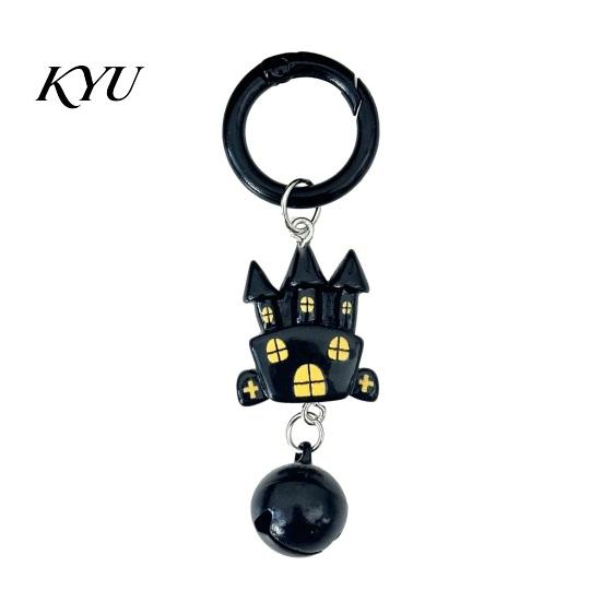 Backpack Accessories Halloween Cartoon Bat Keychain with Bell, Winged Ghost Castle Bag Charm, Backpacks Handbags Decoration Accessory, Party