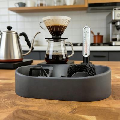 Coffee Portafilter Cleaning Kit Coffee Portafilter Stiff Cleaning Tools with Grounds Catcher Tray Cleaning Brush Maintenance Kit for 51/53/58mm