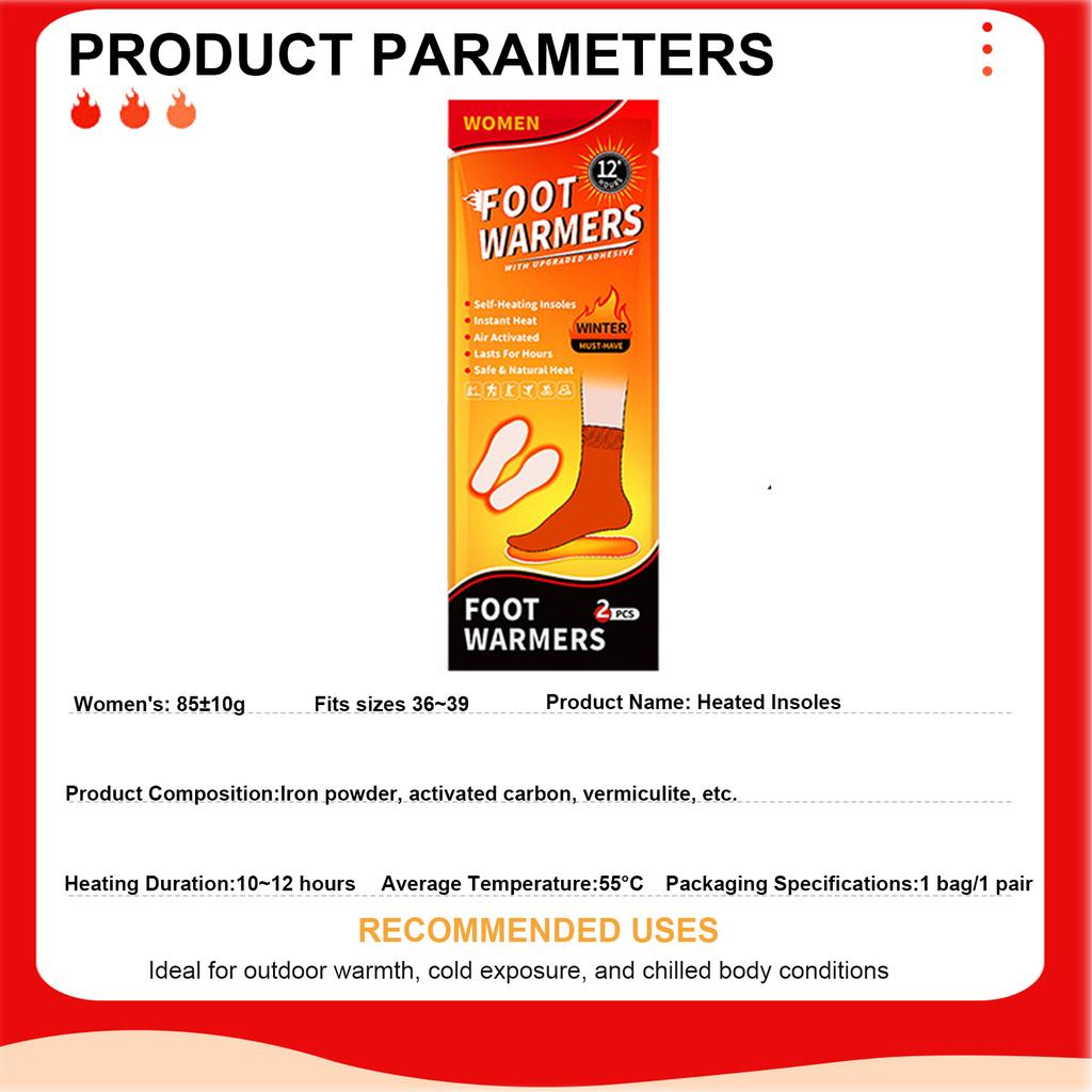 10 Pairs Insole Foot Warmers Continuous Heat Heated Insoles Warmers Odorless Feet Warmers for Hunting and Outdoor Sports