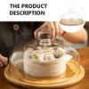 1 pc Display Plate Bamboo Tray Glass Useful Serving Plate Cover Dust Proof Food Serving Stand For Dessert Bread Pastry Snack