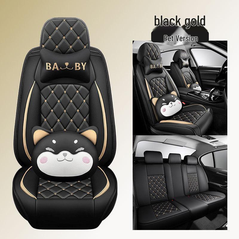 2022 Korona Uniwersalna Skórzana Poduszka na Fotel Samochodowy z Wzorem Diamentowym - Na Cały Rok, Pełne Pokrycie