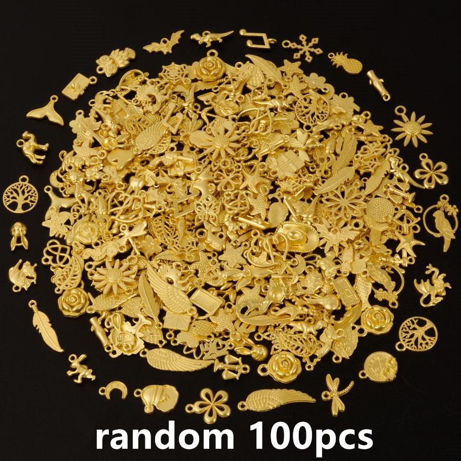 30/60/100 szt. Wielokolorowa Losowa Mieszanka Stop Metalowy Urocze Zawieszki Do Tworzenia Biżuterii Akcesoria Zwierzę Roślina Muszla DIY Bransoletki Wisiorek