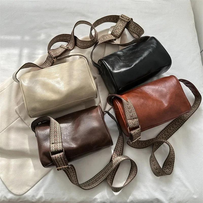Vintage Pu Leather Boston Women Small Handbag And Purse Fashion Designer Crossbody Bag Female Casual Travel Pillow Shoulder Bag
