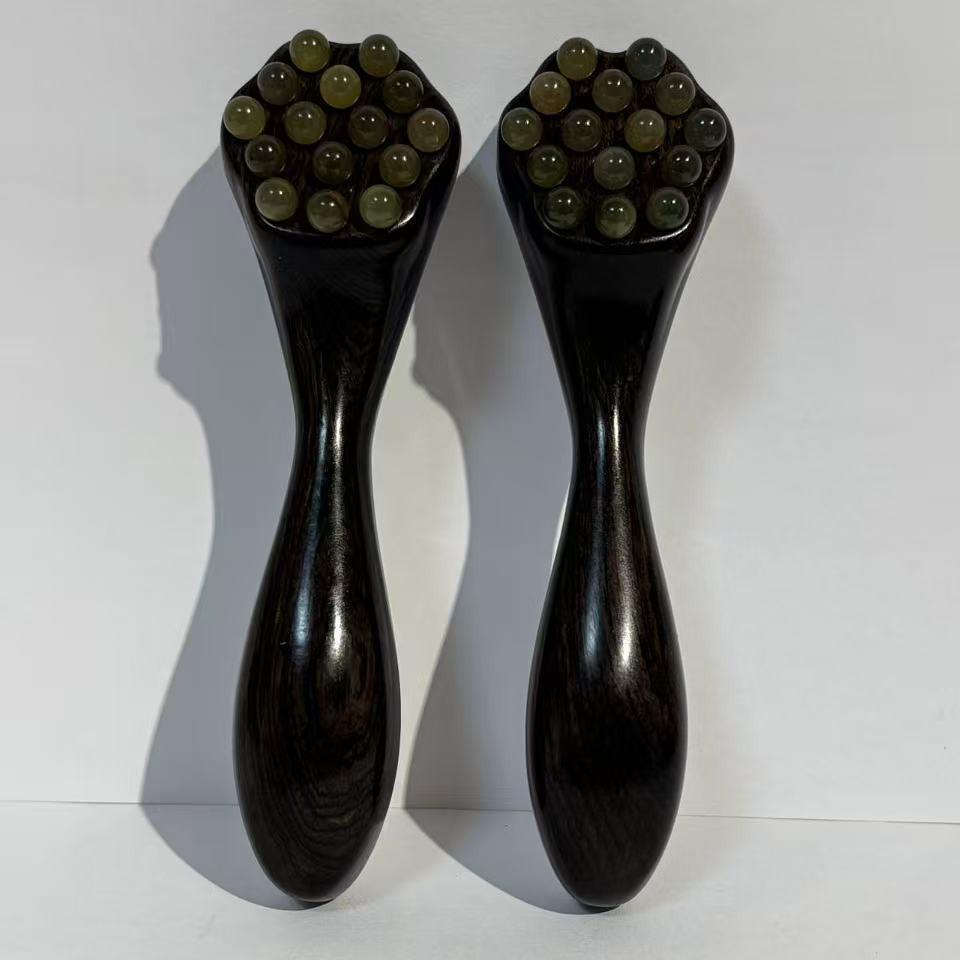 Ruyi Purple Sandalwood Eye Massager & Sheep Horn Gua Sha Stick with Cat Paw Meridian Comb