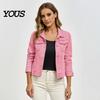 Damen Reversjacke Damen Langarm Cropped Jeansjacke, Knopfleiste Jeansmantel mit Taschen, Leichte Herbst Frühling Oberbekleidung