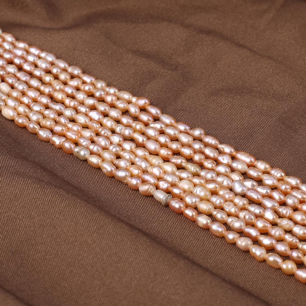 1String, White Natural Freshwater Pearls, Handmade Rice Pearl Beads, 3-3.5 Mm, for DIY Necklace Accessories, Jewelry Making, Women Gift, 36 Cm