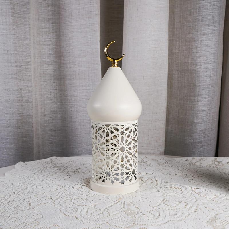 LED Decorative Atmosphere Lamp Anti-Scratch Ramadan Metal Ornaments Lamp Battery Powered Candle Holder Tea Light for Home Decor