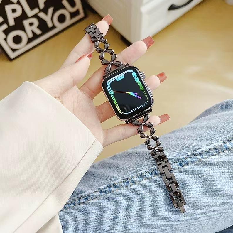 

Браслет-цепочка «Счастливый клевер» для Apple Watch 38/40/41 мм 42/44/45/49 мм Модный Простой Премиальный Ощущение Ремешок для часов 38 40 41mm чёрный