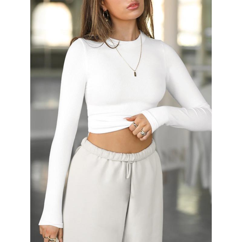 IHUASU Dámské módní ležérní halenky a košile s dlouhým rukávem a výstřihem do O