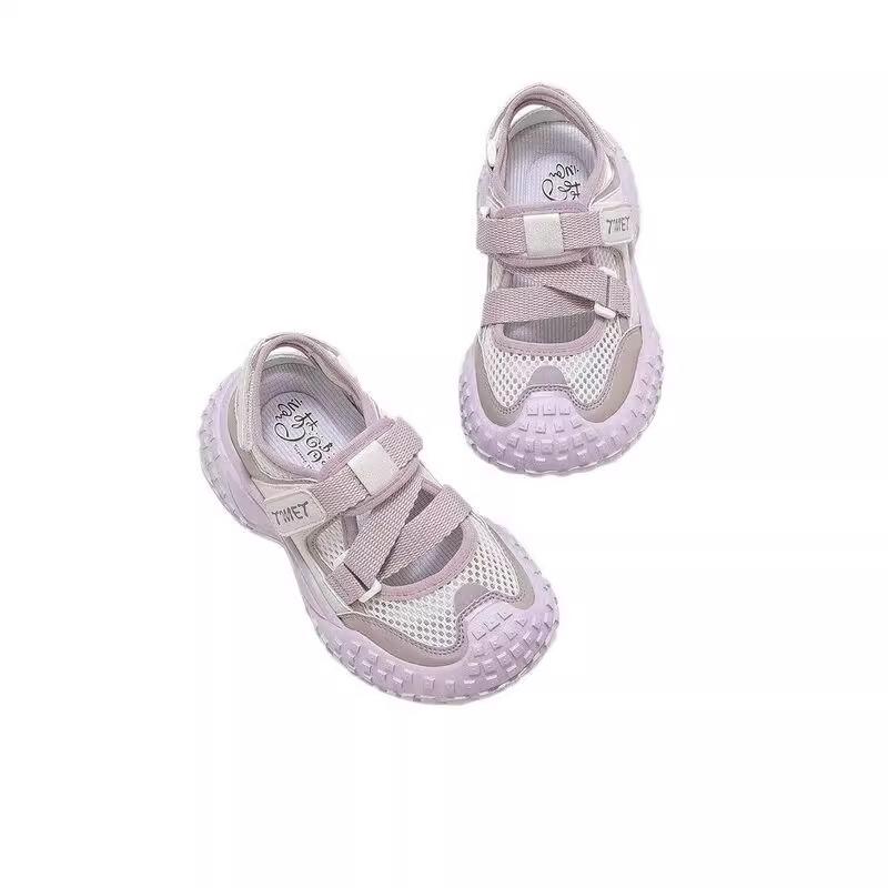 Girls Sports Sandals Summer 2025 New Children's Shoes Breathable Casual Net Shoes Girl Baby Bag Head Sandals Tide