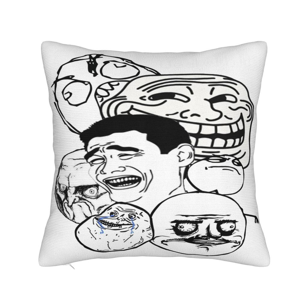 Trollface Meme Rage Comic Funny Troll Joke Internet Pillowcases Retro Trendy Pillow Case For Sofa Home Decoration Pillow Cover