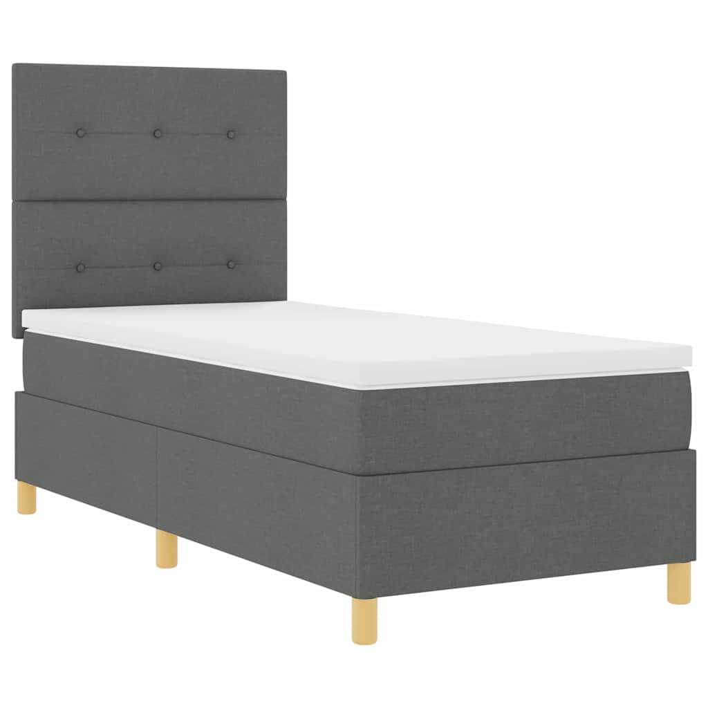 Box Spring Bed with Mattress Dark Gray 80 x 200 cm Fabric