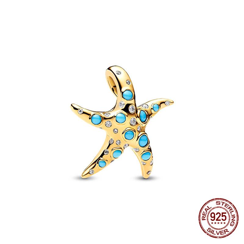 Charm Copper Marine Life Starfish Turtle Charm Bead Fits Women 3Mm Original Bracelet Necklace Diy Fine Jewelry Gift