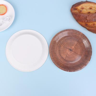 10 Stück 7-Zoll Retro Imitation Holzmaserung Einweggeschirr Teller Papiertablett Geburtstags- Feiertagsparty Dekoration Haushaltsartikel