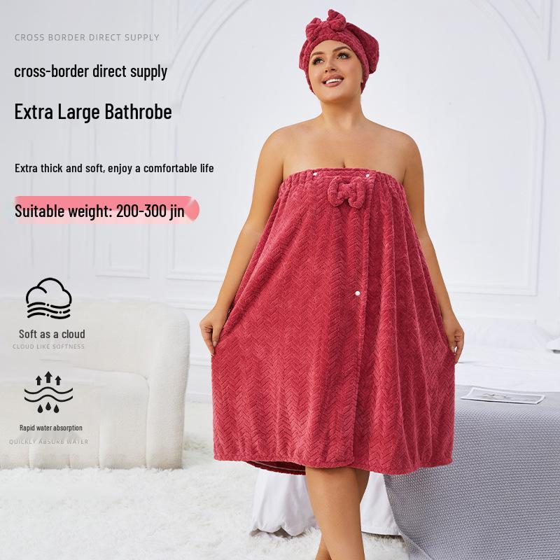 Extra-Large Quick-Dry Strapless Bath Skirt Towel with Hair Cap