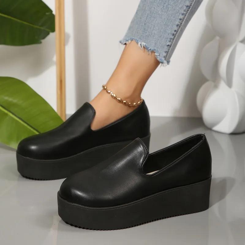 Women's Loafers Platform Sole One Kick Round Toe Anti-Slip Sole 36-43 Shoes Women Leisure Work Fashion Roman Zapatillas De Mujer
