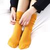 1 Pair Women Socks Solid Color Sweat-absorbent Autumn Winter Japanese Style Good Elasticity Leg Warmers for Daily Wear