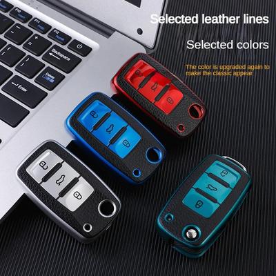 Leather Car Key Case Keys Full Cover Protection Shell Bag for VW Volkswagen Polo Tiguan Passat Golf Jetta Lavida Skoda Octavia