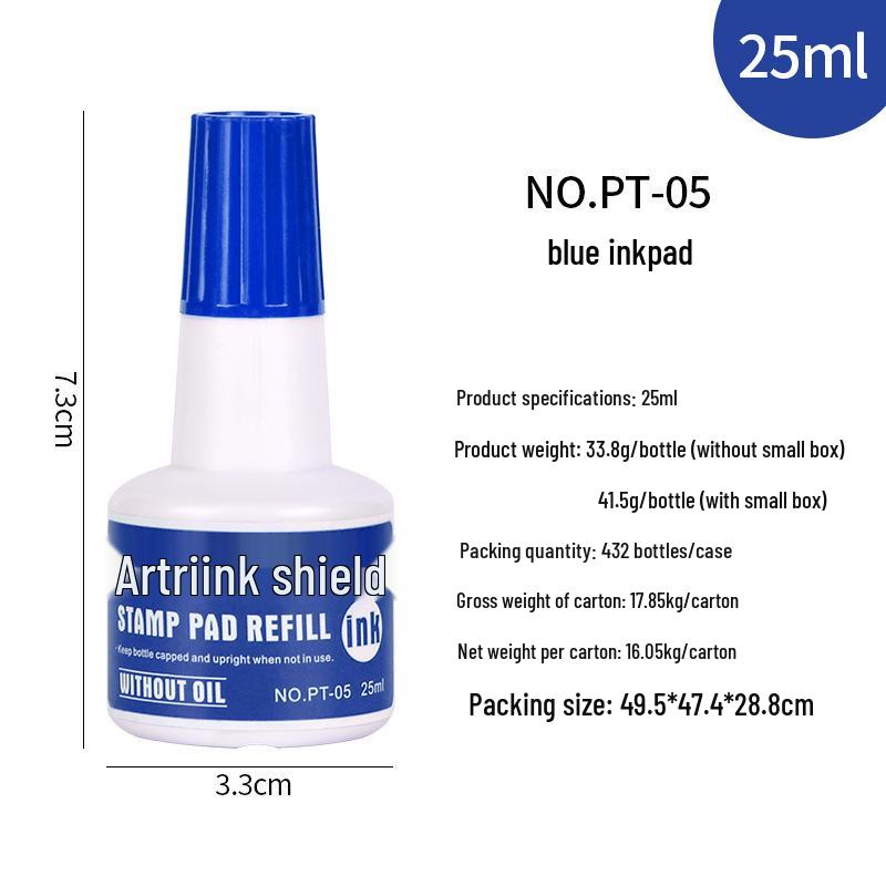 Shield Quick-Drying Red Ink Pad Refill, 25ml - Oil-Based for Financial Office Use