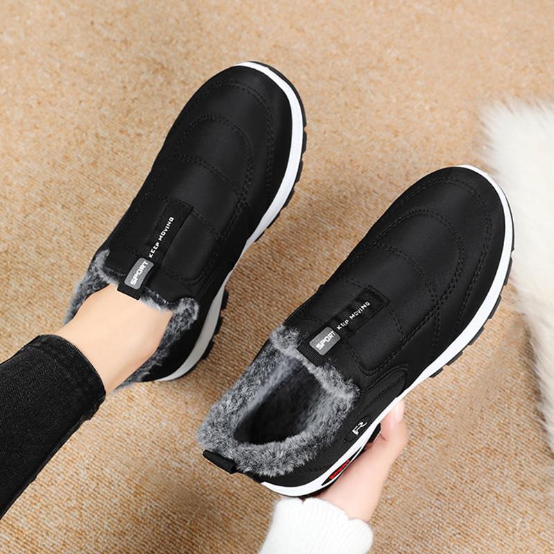 Bottes de neige imperméables pour femmes 2025 à enfiler Chaussures d'hiver chaudes épaisses en peluche pour femmes Extérieur Antidérapantes Chaudes Rembourrées en coton