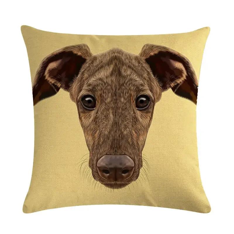 Cute Dog Cushion Cover Cartoon Pet Linen Pillow Cover Office Sofa Home Decoration Pillow Cover 45*45Cm