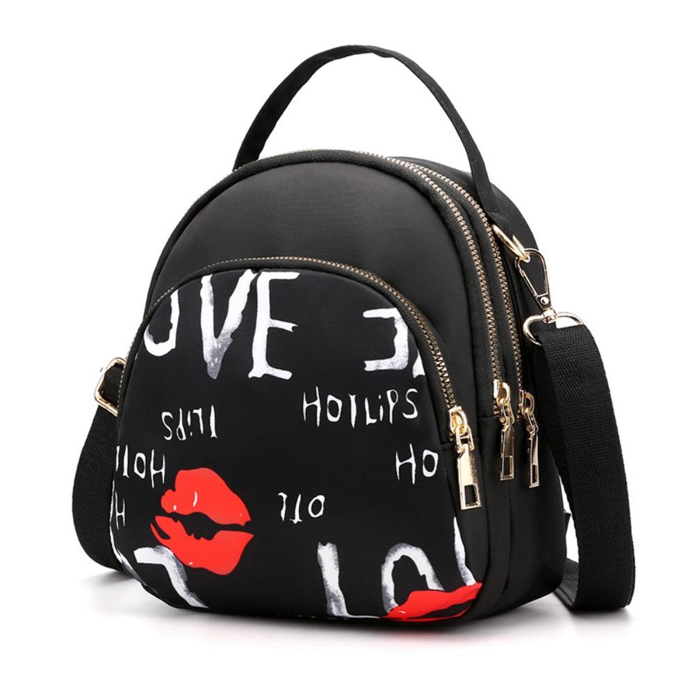 Canvas Nylon Crossbody Bag Zipper Oxford Shoulder Bag Trendy Women Backpack Storage Bag