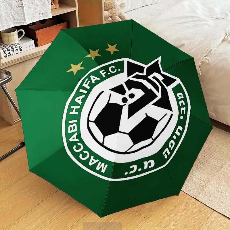 1PC Maccabi Football Club Printed Umbrella Folding umbrella, automatic umbrella 8-Frame for Travel, camping Fan gifts Christmas Gifts