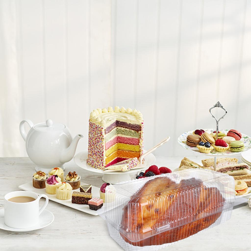 Clear Plastic Square Hinged Food Container, 5" Length X 9" Width X 3" Depth, 10P