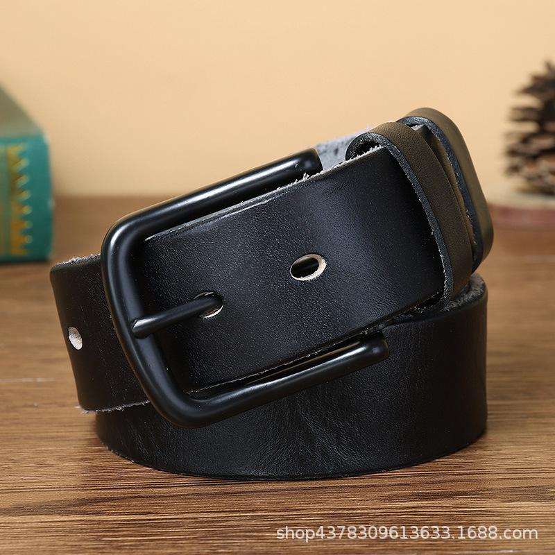 Men's Leather Belt First Layer Pure Cattlehide Leather Pin Buckle Retro Simple Versatile Korean Style Youth Pants Belt