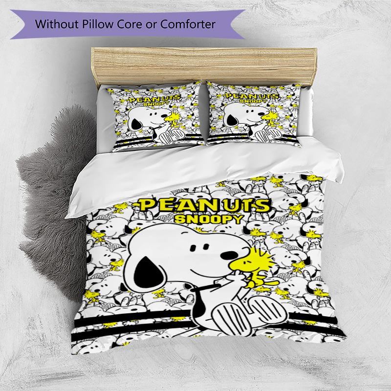 3pcs Duvet Cover Set (1*Duvet Cover + 2*Pillowcase, Without Core), Snoopy Print Bedding Set, Bedroom Decor, All‑Season, Birthday Gift