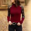 Maglione Lavorato a Maglia a Collo Alto da Donna Primavera e Autunno Casual Morbido Girocollo Maglione Moda Slim Pizzo Traforato Maniche Lunghe Vestiti