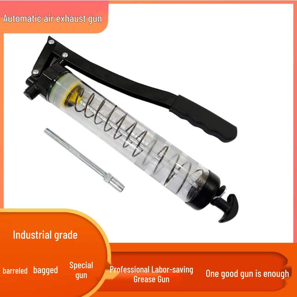 Caterpillar Transparent Grease Gun - High Pressure Manual Injector with Zipper Cartridge, Single/Double Pressure Rod.