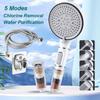Bathroom Shower Head with Stop Button 5 Mode Anti Limestone Filter Hygienic Remove Chlorine Handheld Head Filtration Shower Head