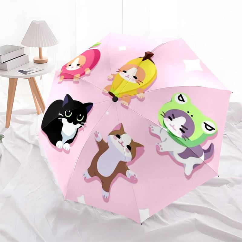 1pc Cats in Fruit Costumes Umbrella with Plastic Handle,Suitable for All Seasons Home Travel Outdoor Umbrellaptys31088