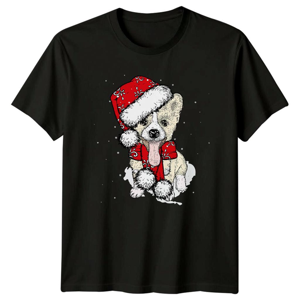 Christmas Dog Corgi Santa Hat Animals Unisexs TShirt Unisexs Graphic Tee Unisex Top