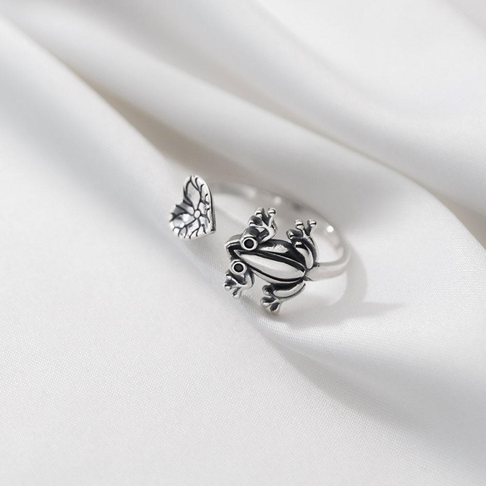 

Кольцо-лягушка в стиле ретро унисекс с художественным дизайном в винтажном стиле в стиле бохо, серебряного цвета, регулируемое открывающееся кольцо