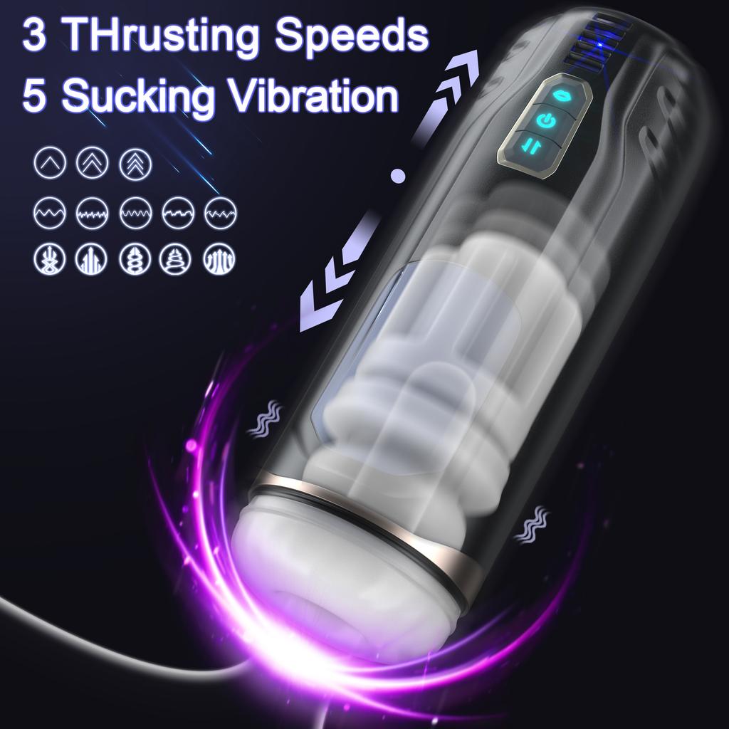 New Sound-off Automatic Sucking Male Masturbator Real Electric Blowjob Pocket Pussy Telescopic Vibrator Masturbation For Man