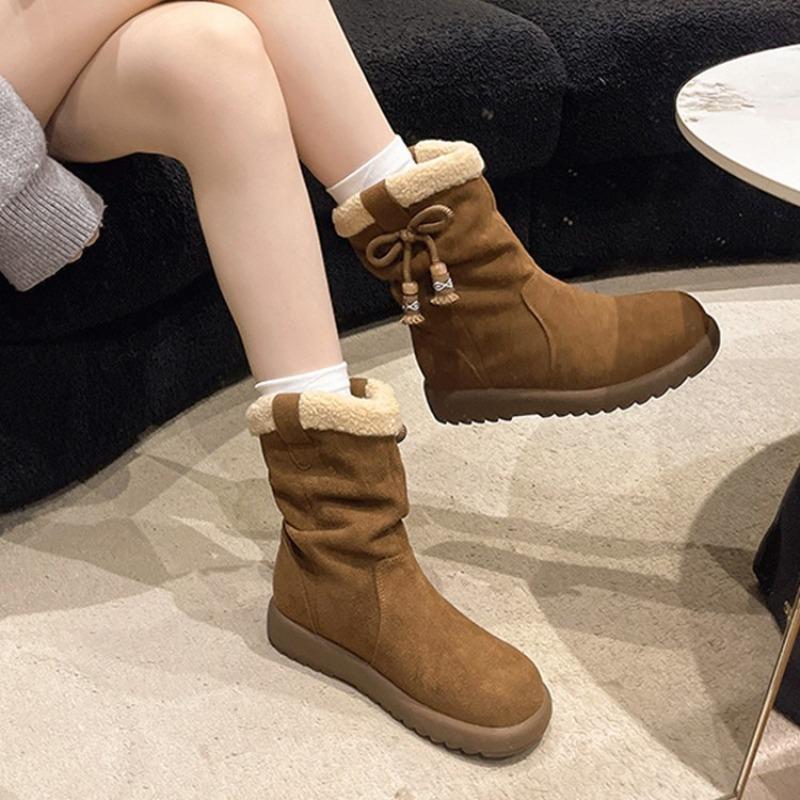 Snow Boots Women 2025 New Winter Fleece and Thickened Warm Cotton Shoes,Thick-soled Anti-slip Mid-calf Casual Versatile Boots