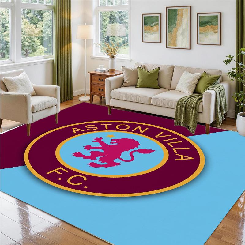 Aston Villa Football Design Crystal Velvet Rug Soft Decorative Mat for Bedroom Entrance