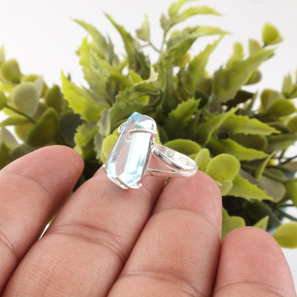 Sky Blue Topaz Gemstone 925 Sterling Silver Jewelry Handmade Ring For Birthday RR-40-9