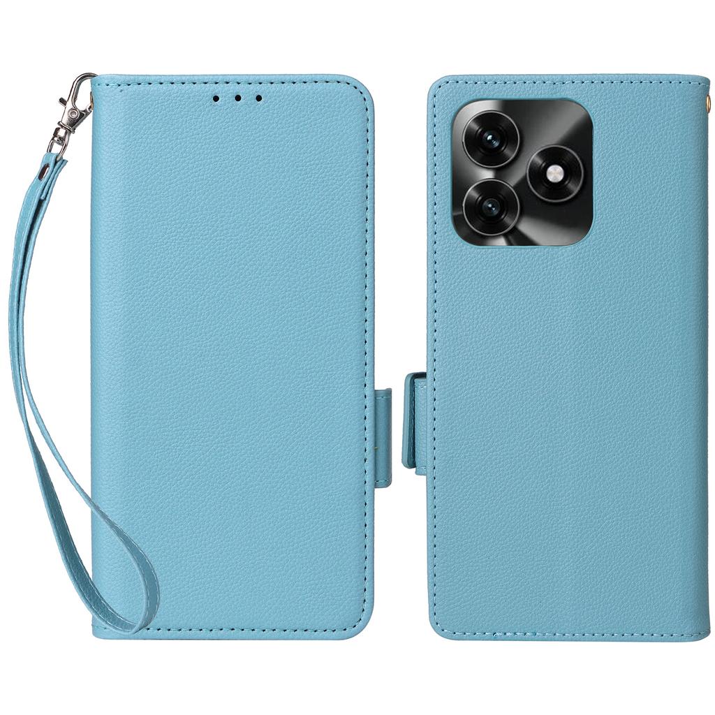 Leather Case for Honor X5c 4G/X5c Plus 4G/Play10A 4G Litchi Texture Wallet Phone Cover with Wrist Strap