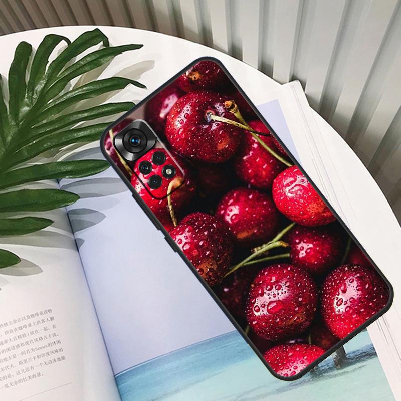 Food Fruit Red Cherry Case For Xiaomi Redmi Note 11 10 Pro Note 12 8 9 Pro 11S 10S 9S Redmi 10C 12C 9C 9T Coque