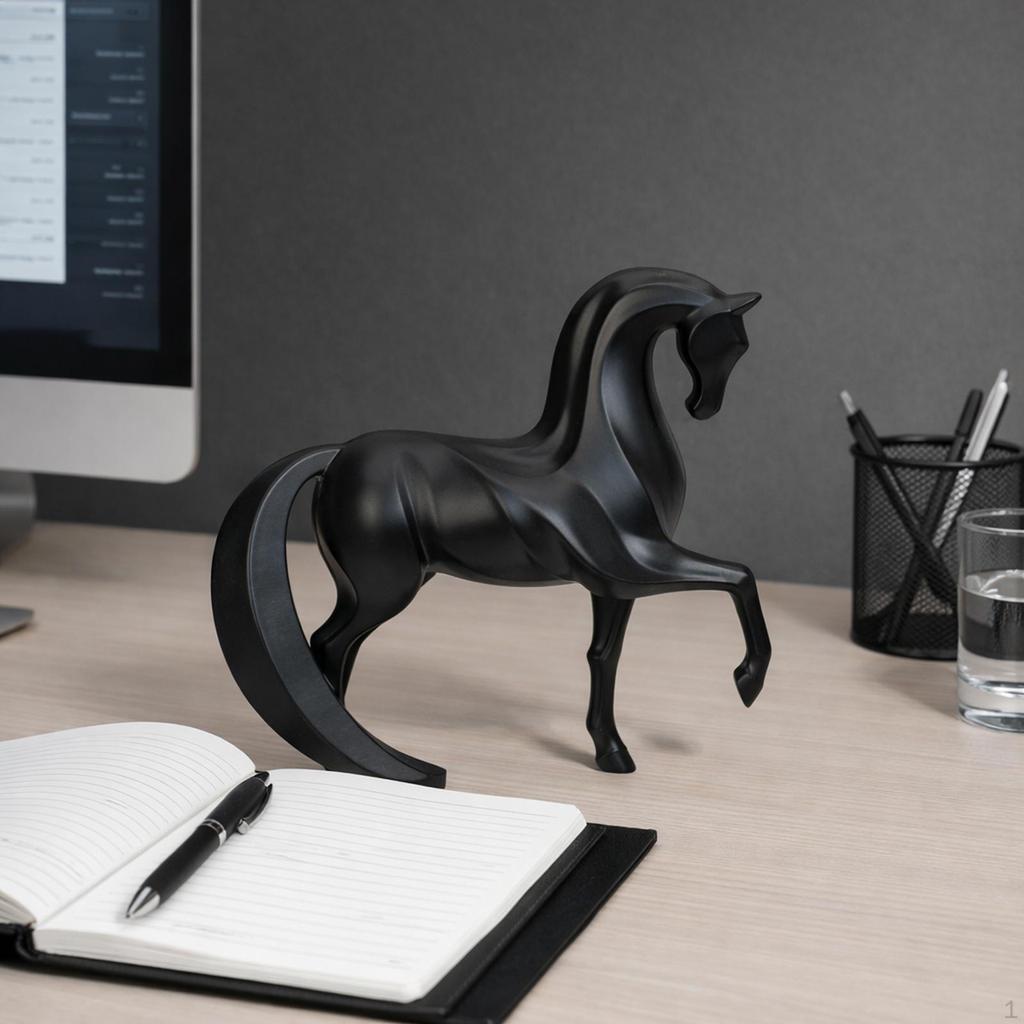 Carved Horse Statue, Animal Figurine, Modern Design, Office Decoration, Craft, Contemporary Art,