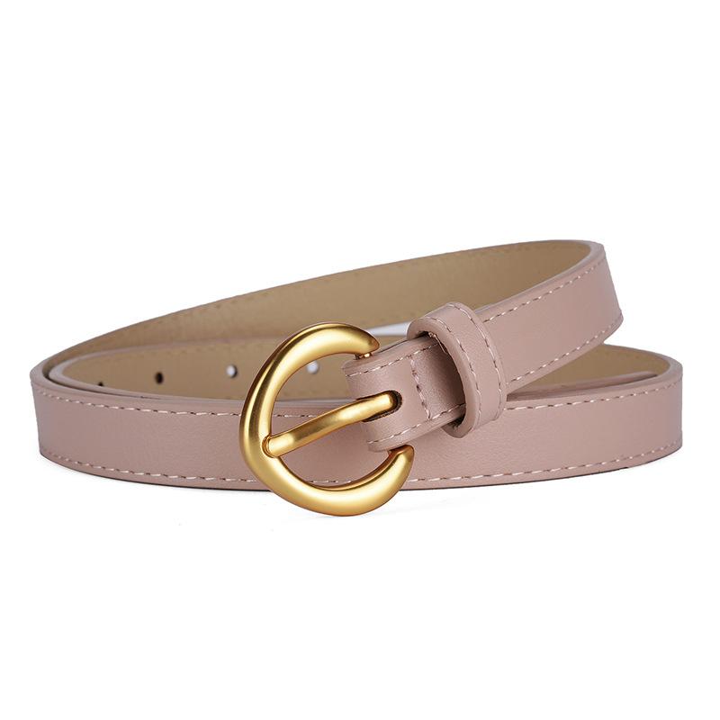 Round Pinhole Thin Belt, Denim Casual Pants, High-End Exterior Decoration Pu Belt
