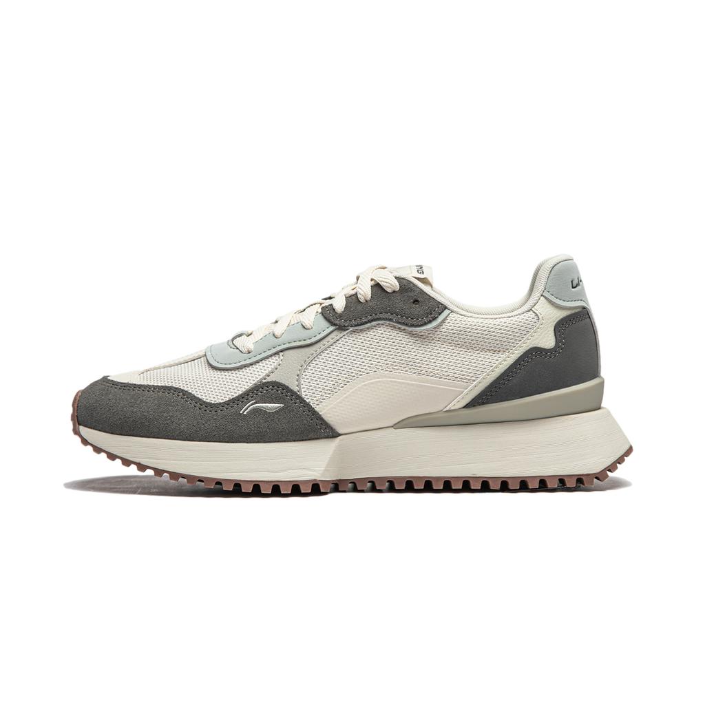 New LINING Sports Life Collection Casual Shoes Men's Low top Pearl White/Stone Gray/Water Gray Green AGCU113-2