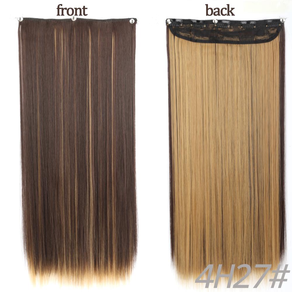 MERISIHAIR Women Fashion Long Straight Synthetic Fiber Hair Extensions 5 Clips Invisible Hairpiece for Daily Wear