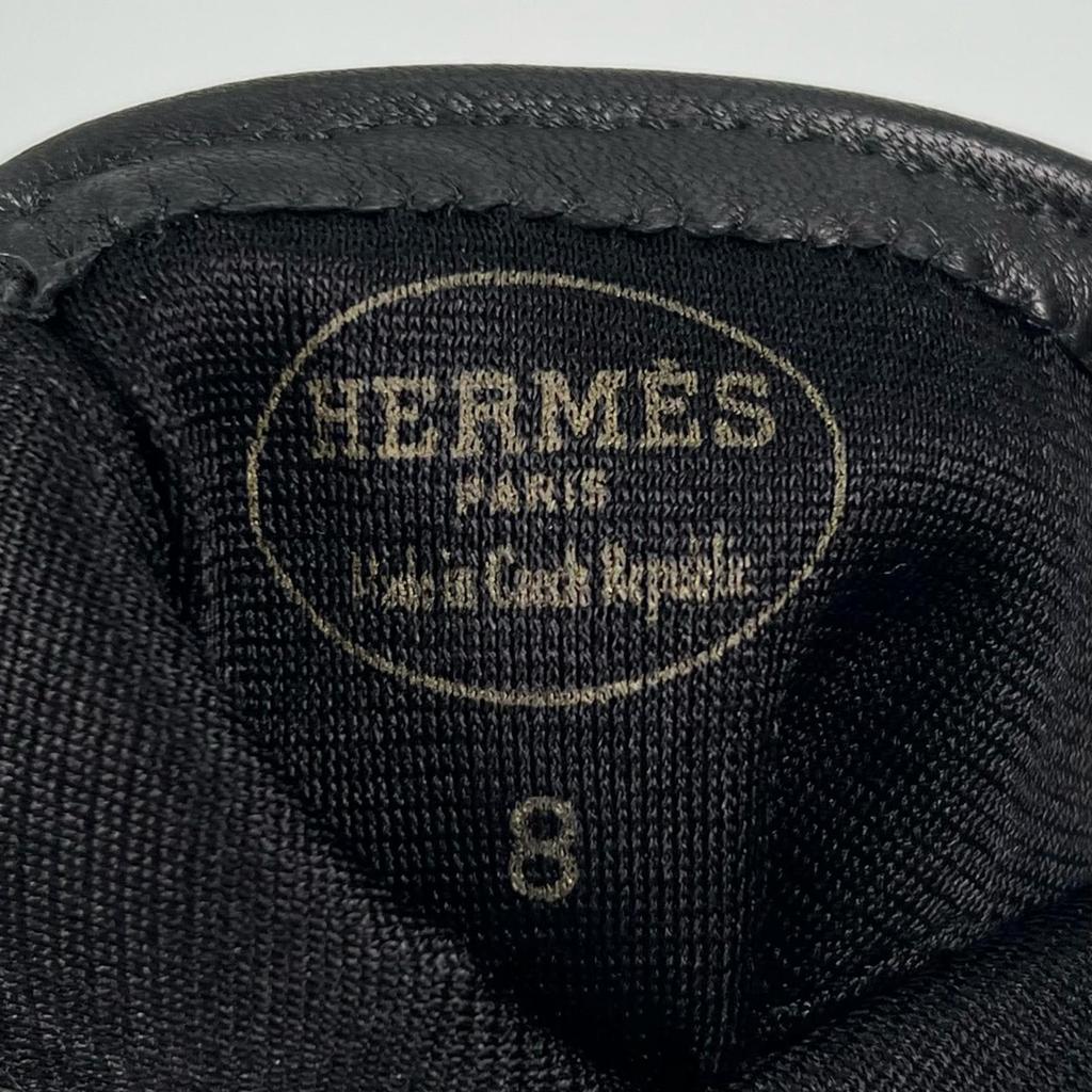 Excellent HERMES gloves Leather gloves with Serie buttons black leather mens Used