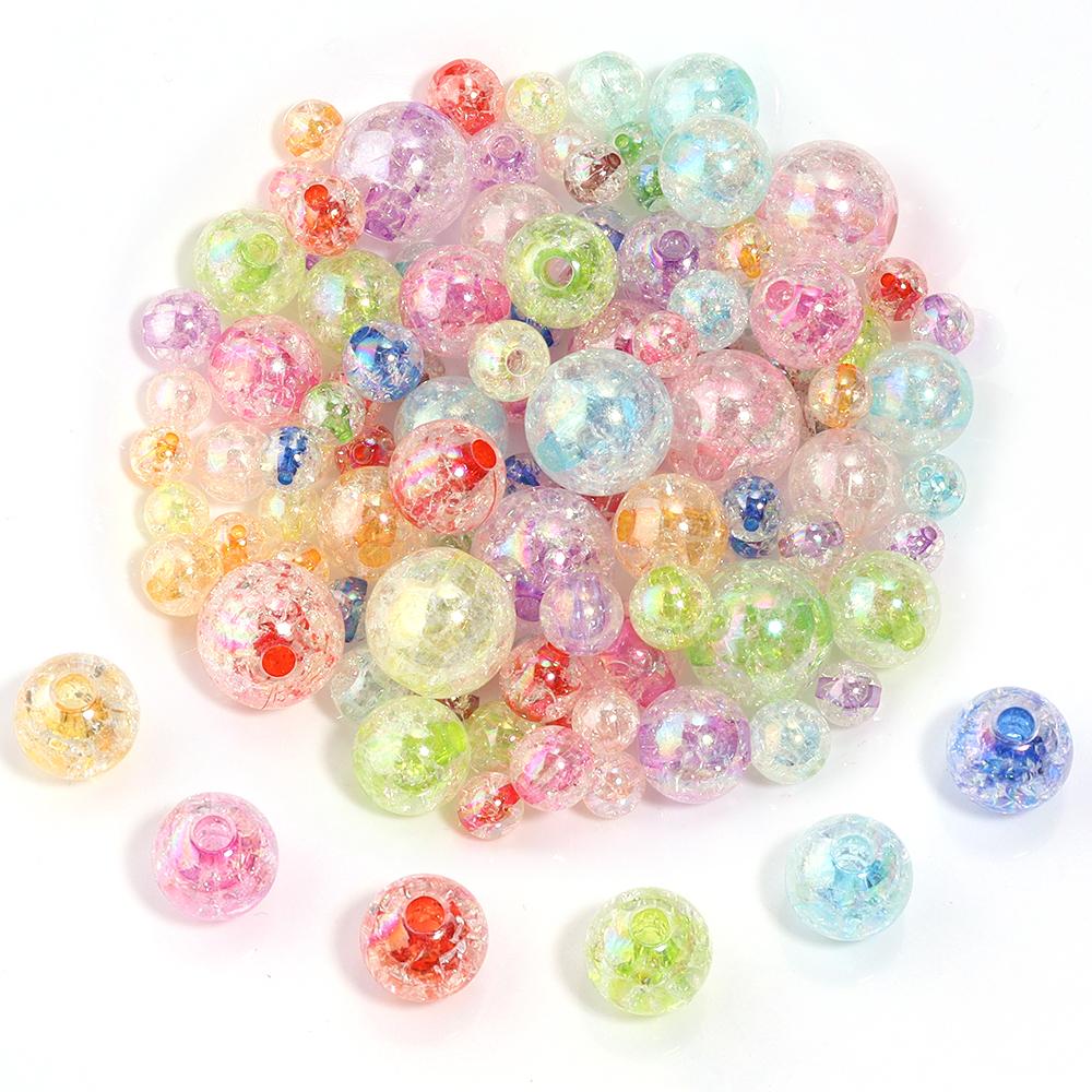 15-100Pcs/lot Acrylic Cracked Crystal Beads 8-18mm Light Colored Loose Beads For Jewelry Making DIY Bracelet Necklace Supplies
